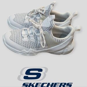 Skechers D 'Lites DLT- A White Gray Sneakers Lace Up Women Comfort Shoes 6